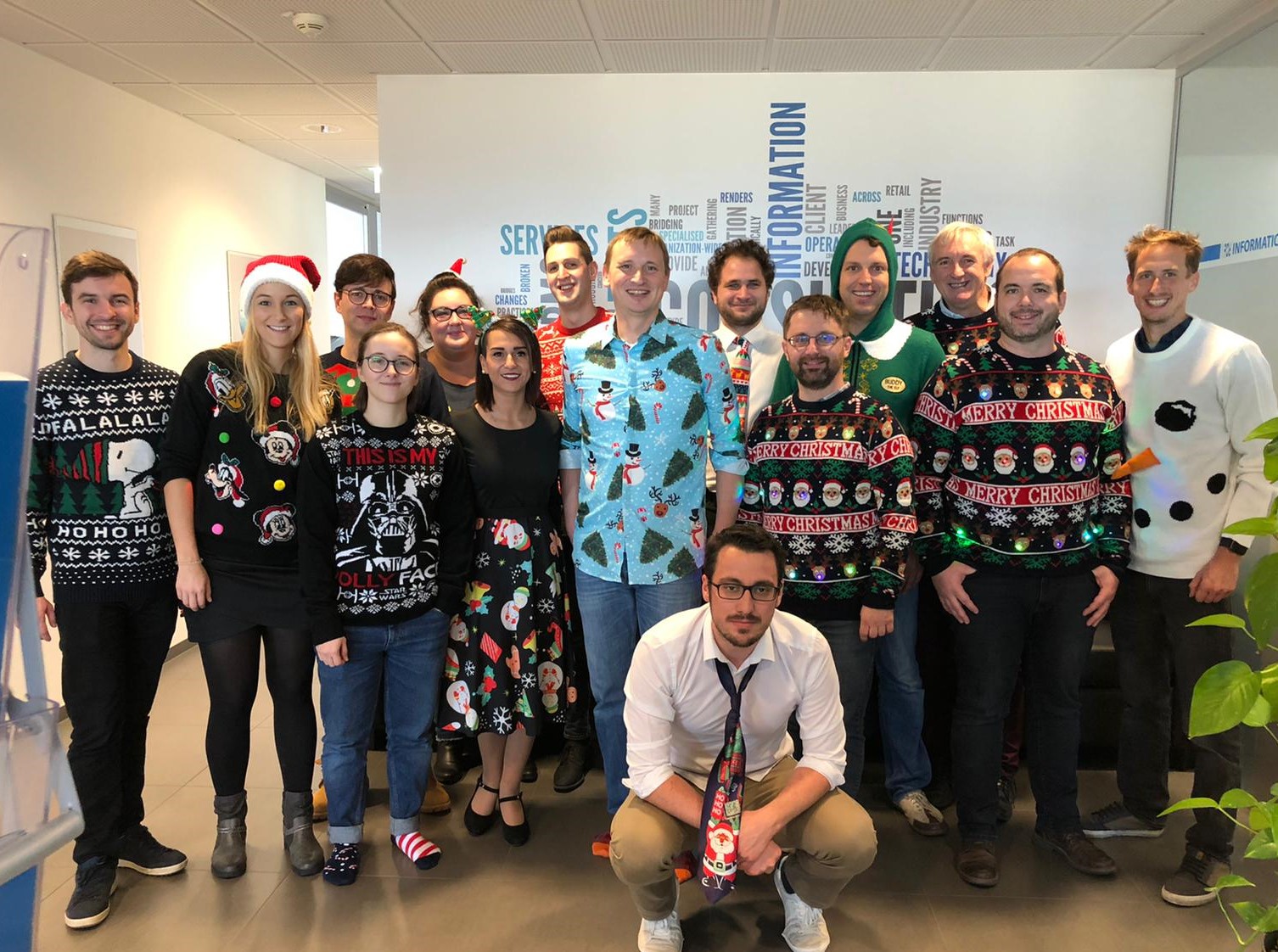 Christmas finale at INFORMATICS in matching Ugly Christmas Sweater